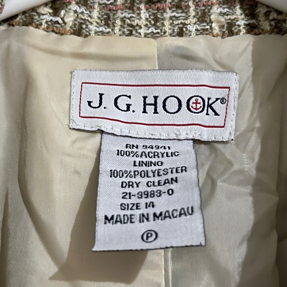 JG Hook Women’s Multicolor Tweed Blazer Jacket with Fringe Hems Sz-14 - Picture 4 of 5